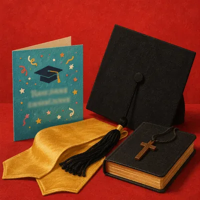Christian Graduation Cap Bible Cross Still Life