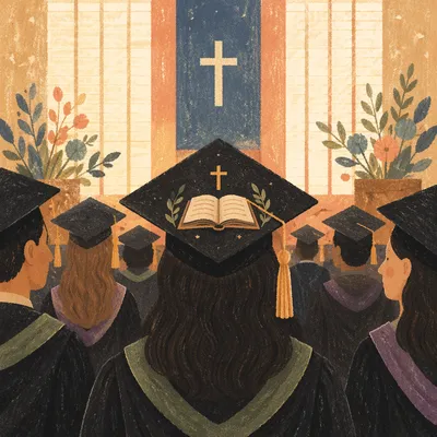Christian Graduation Cap With Bible and Cross