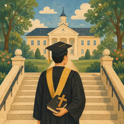 Faith Filled Graduation with Bible and Cross