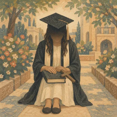 Faith Filled Graduation in Spring Courtyard