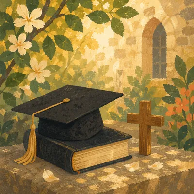 Faithful Graduation Cap with Bible and Cross