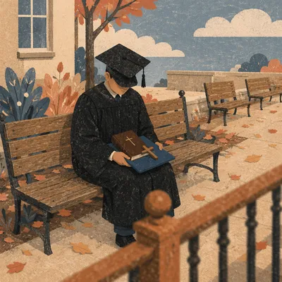 Graduation Cap with Bible and Cross