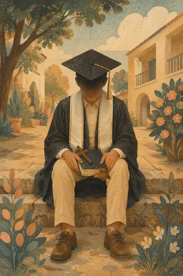 Faithful Graduate with Bible and Cross