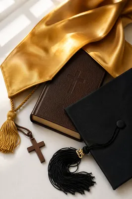 Graduation Cap Bible and Cross Arrangement