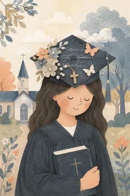 Faithful Graduation Cap With Bible and Cross