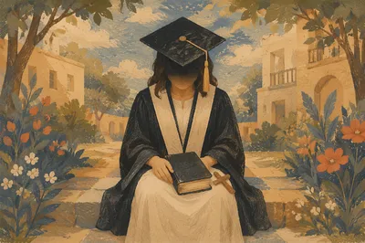 Graduation Cap with Bible and Cross