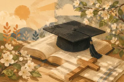 Faithful Graduation Cap with Bible and Cross