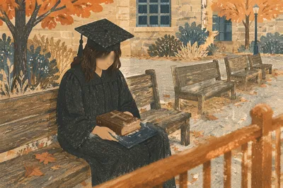Graduation Cap with Bible and Cross
