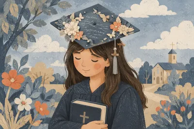 Faithful Graduate Cap with Bible and Cross