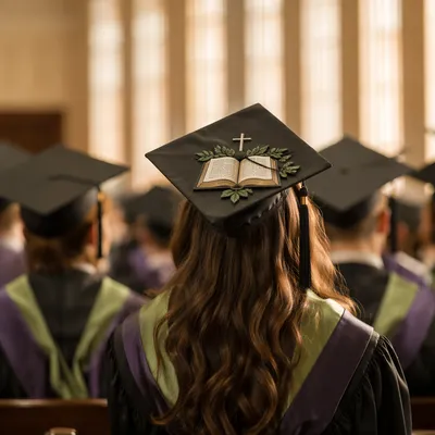 Christian Graduation Cap With Bible and Cross