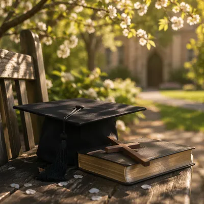 Spring Graduation Cap Bible and Cross