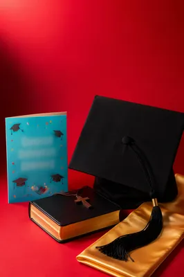 Christian Graduation Cap with Bible and Cross