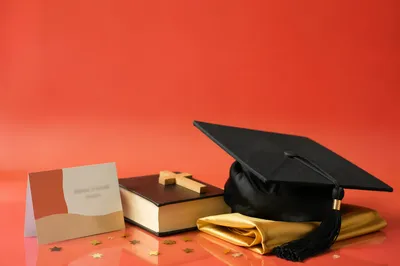 Graduation Cap Bible and Cross Still Life