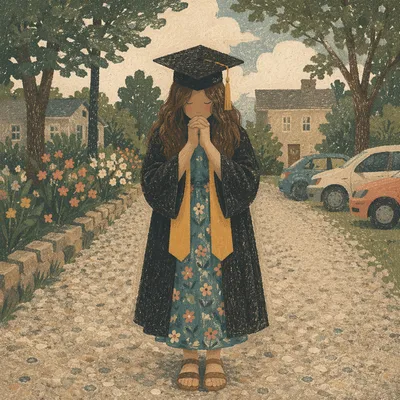 Graduate in Prayer After Sunday Service