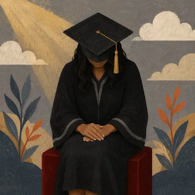 Graduation Sunday Prayer Portrait in Reverent Stillness