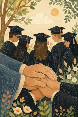 Graduation Sunday Blessing in Spring Courtyard