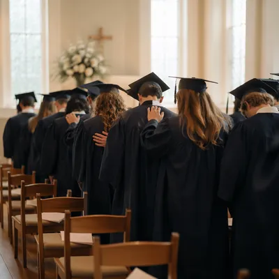 Graduation Sunday Prayer in Sunlit Chapel