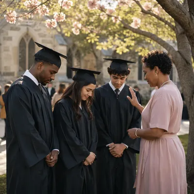 Graduation Sunday Blessing in Church Courtyard