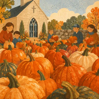 Autumn Church Harvest Festival Pumpkins