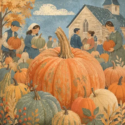 Autumn Church Harvest Pumpkin Display