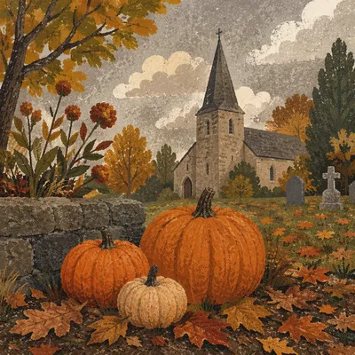 Autumn Harvest Pumpkins by Stone Church