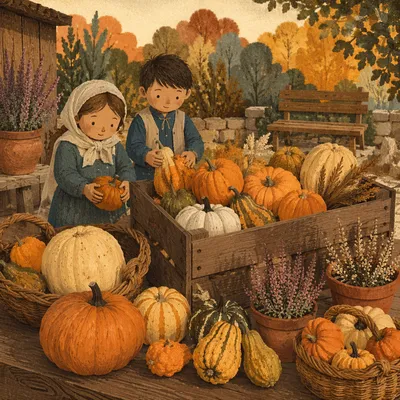 Rustic Harvest Festival Pumpkins in Churchyard