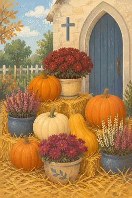 Autumn Church Harvest Festival Pumpkins