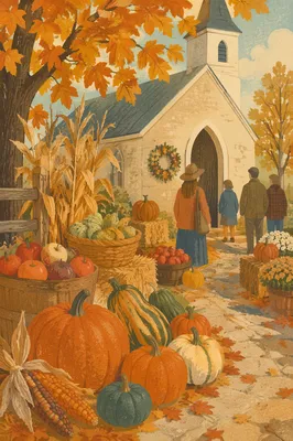 Autumn Harvest Display at Country Church