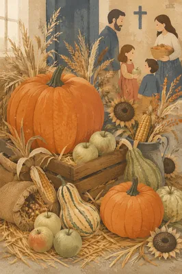 Autumn Harvest Festival Display in Church Entryway