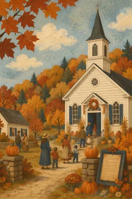 Autumn Harvest Chapel with Pumpkins