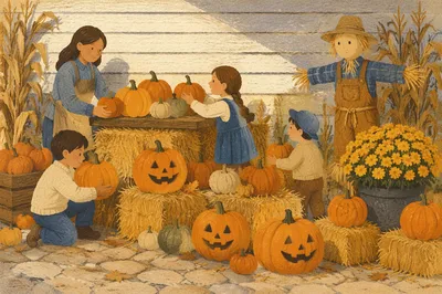 Autumn Harvest Festival Pumpkins at Rural Church