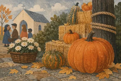 Autumn Church Harvest Festival Pumpkins