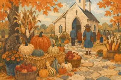 Harvest Festival Pumpkins at Country Church
