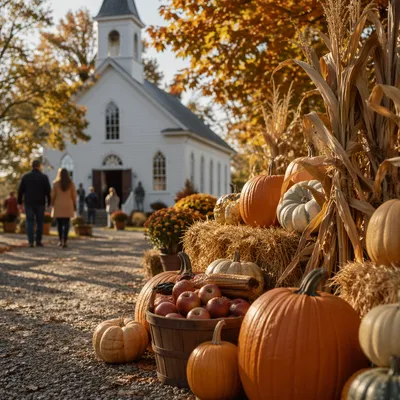 Autumn Harvest Festival Outside Country Church