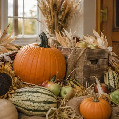 Autumn Harvest Display in Church Entryway