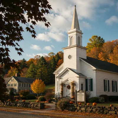 Autumn Harvest Festival Country Church Scene