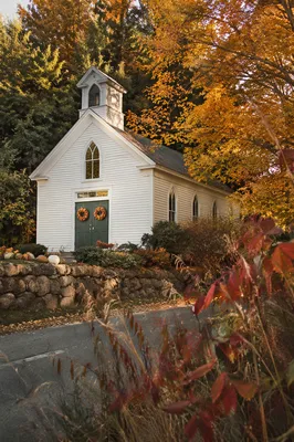 Autumn Harvest Chapel with Pumpkins