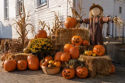 Autumn Harvest Festival Outside Rural Church