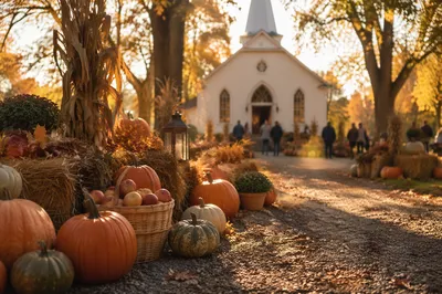 Autumn Harvest Festival Outside Country Church