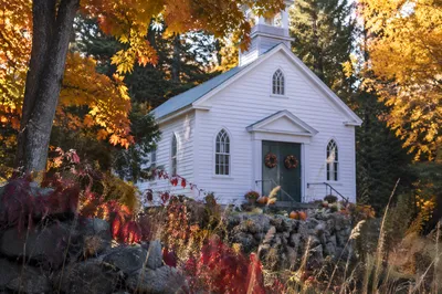Autumn Harvest Chapel with Pumpkins