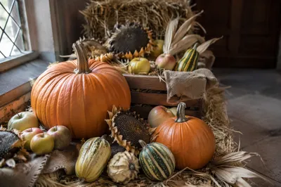 Autumn Harvest Festival Display in Church Entryway