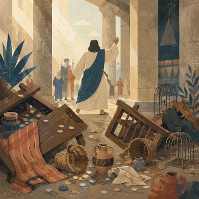 Holy Monday Temple Cleansing Scene