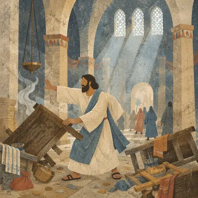 Holy Monday Temple Cleansing Scene