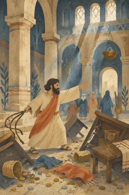 Holy Monday Temple Cleansing Scene