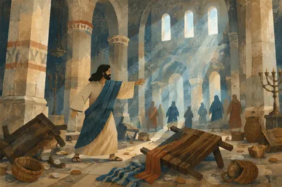 Holy Monday Temple Cleansing Scene