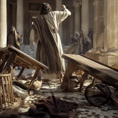 Holy Monday Temple Cleansing Scene