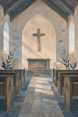 Empty Holy Saturday Church Altar at Dawn