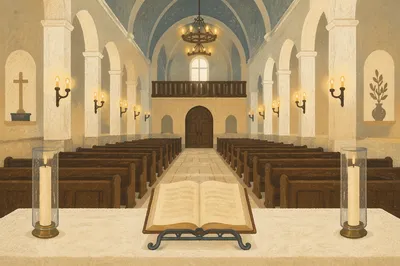 Holy Saturday Empty Church Altar View