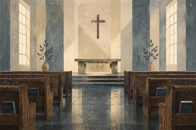 Holy Saturday Empty Church Altar Scene