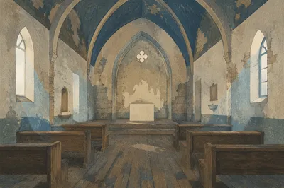 Holy Saturday Bare Altar in Quiet Chapel